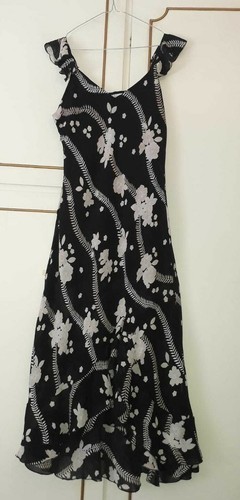 Abito lungo nero con fiori bianchi RE\u0026X, in viscosa, tg. XL | eBay