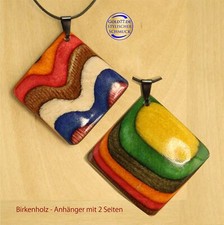 Drewniana biżuteria wisiorek #51 | ręcznie robiony | 2-stronny przenośny | na skórzanym paskiem