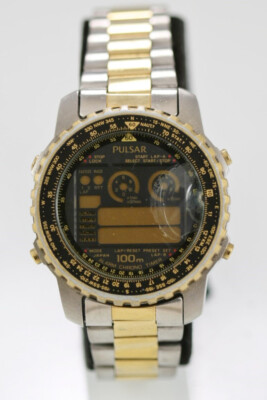 Pulsar Racing Hommes Montre Quartz 90's Acier Inoxydable Vintage