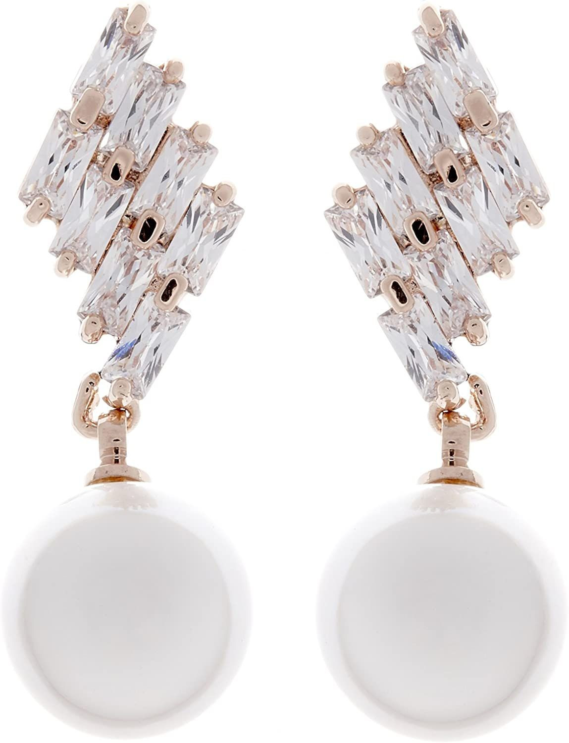 Clip On Earrings - Gold Plated With A Pearl And Clear Stones - Abi