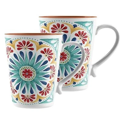 Purely Home Rio Medallion Melamine Outdoor Camping/BBQ/Garden Mugs x 2 - Image 1 of 4