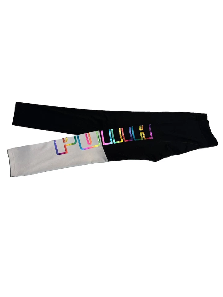 Leggings Puma Juniors Blanco y Negro Logo Arco Iris Talla L 12-14 Foto 2 de 4