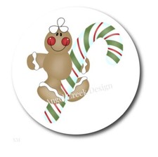 Christmas Gingerbread Candy Cane Stickers Favors Envelope Seals Holiday Labels