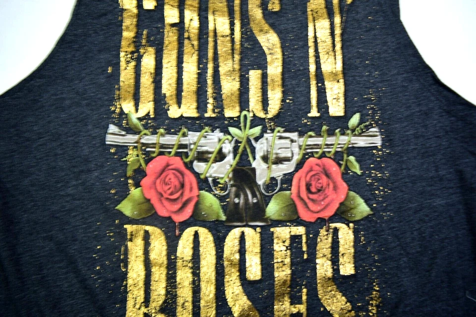 Винтажная футболка с ремешком размер M 90-е Guns N Roses золотые буквы темно-серая майка - Изображение 2 из 4