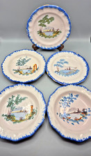 Set Of Antique French Faience Hand Painted Plates & Bowls