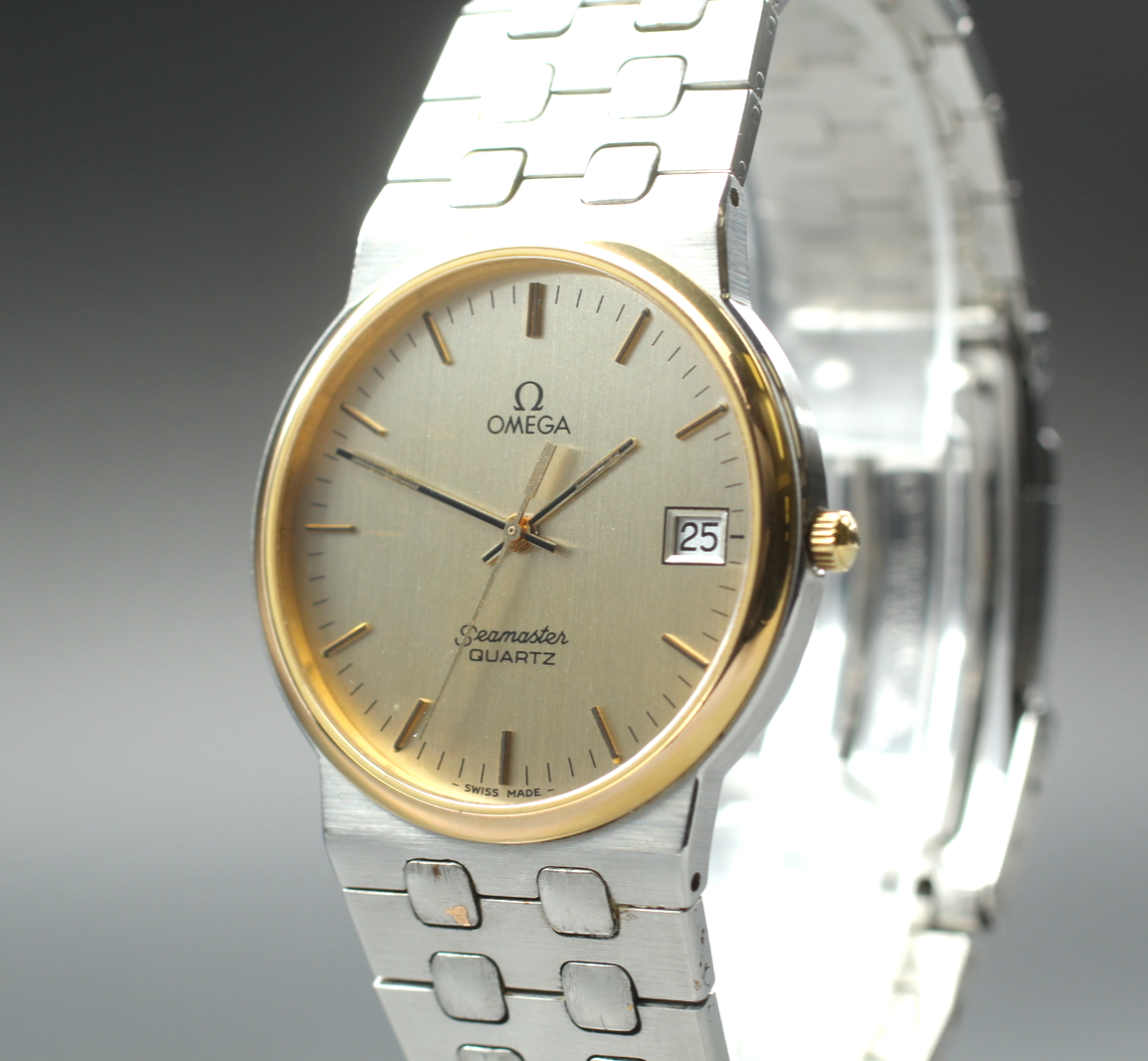 Omega Seamaster 1432 Ivory Dial Men's Watch with Date - New Battery Included Free Shipping