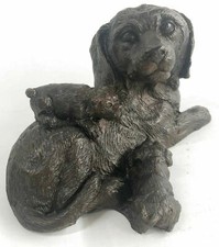 Hunting Dog Black Yellow Chocolate Labrador Lab Bronze Marble Statue Artwork