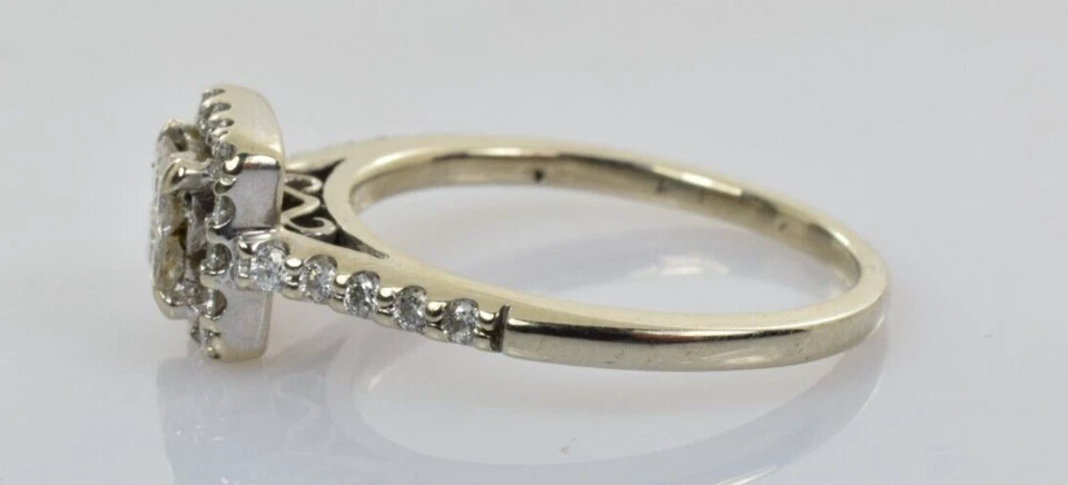 钻石镶嵌订婚戒指 14k 白金 0.75 克拉金色 5.5 码 — 第 3/4 张图片