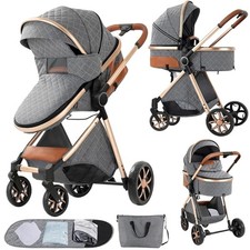 2 in 1 Baby Stroller Reversible Convertible Bassinet One-Click Folding Pram HOT