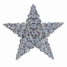 Shiny 5-Point Star Clear Crystal Rhinestone Brooch Pin Wedding Party Accessory