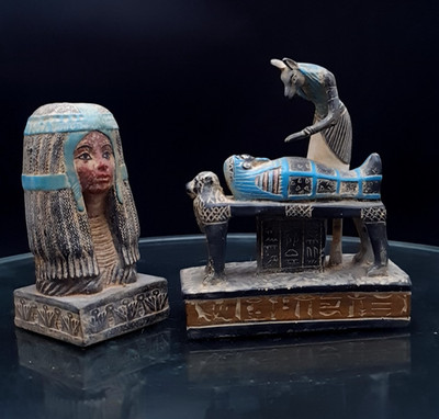 2 Rare Ancient Egyptian Pharaonic Antiques Anubis & Cleopatra Antiques Egypt BC