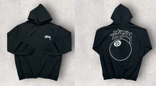Stussy Logo Graphic Hoodie Men’s S-5XL Black Street Style Pullover Sweatshirt