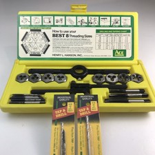 ACE HANSON 18-pc. TAP HEX DIE TOOL SET, BEST 8 THREADING SIZES 2 BITS, USA