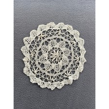 Vintage White Lace Doily Round Tabletop Decor Handcrafted Tatting Crochet