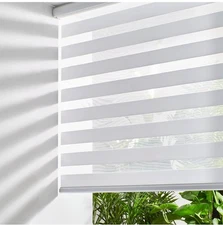 Persilux Cordless Zebra Blinds 23.5x64 Light Filtering Sheer Dual Layer White