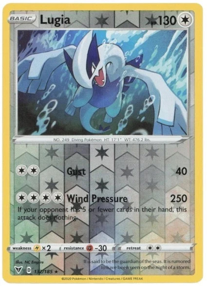 Pokemon Card - S&S: Vivid Voltage 132/185 - LUGIA (reverse holo) - NM/M