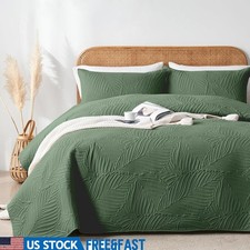 Lightweight Microfiber Reversible Quilt Set Cozy Bedding Machine Washable 3PC US