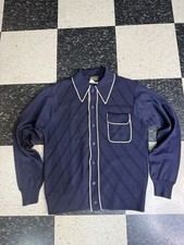 VTG 60s Virany Knit Dagger Collar Shirt Lounge Sinatra Italian Mod Disco Sz M