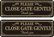 2 Pack Please Close Gate Gently Sign, 10 X 3 Inches Rust Free Aluminum Metal War