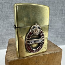 Unusual ZIPPO LIGHTER  Solid Brass, new flint, working, CIVIL DEFENCE INSTRUCTOR