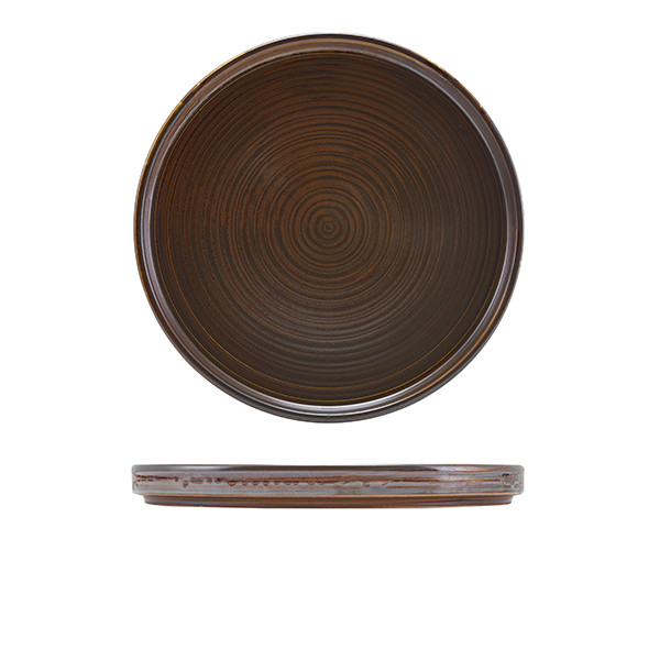 Terra Porcelain Rustic Copper Low Presentation Plate For Hotels 25cm Pack of 6