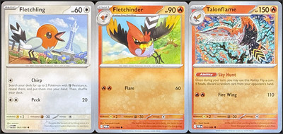 Fletchling  066 + Fletchinder  013 + Talonflame 014/088 - Evolution Set - NM/M