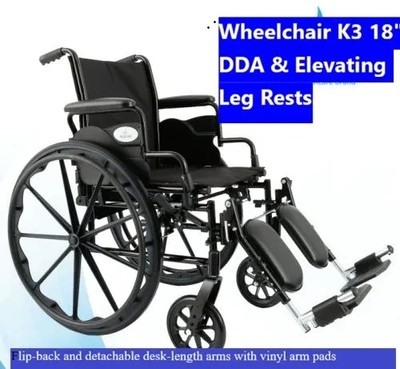 Wheelchair K3 18'' DDA & Elevating Leg Rests