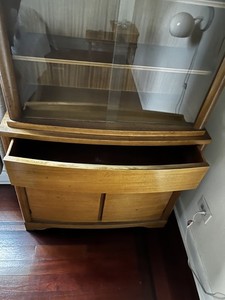 Mid Century Modern Sliding Glass Door Display Cabinet / Hutch