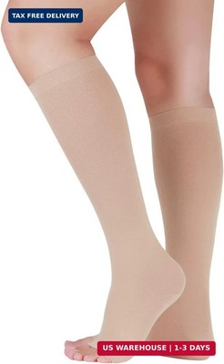 Lin Performance Compression Socks for Women and Men, 20-30 mmHg Open Toe Knee Hi
