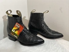 Potrero Men’s Short Ankle Crocodile Alligator Print Leather Boot Size 27.5 US9.5