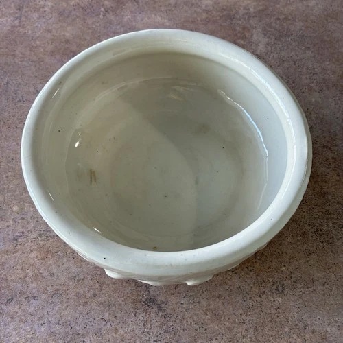 Vintage McCoy Pottery Wave Knob Ivory/white Shallow Bulb Planter Bowl