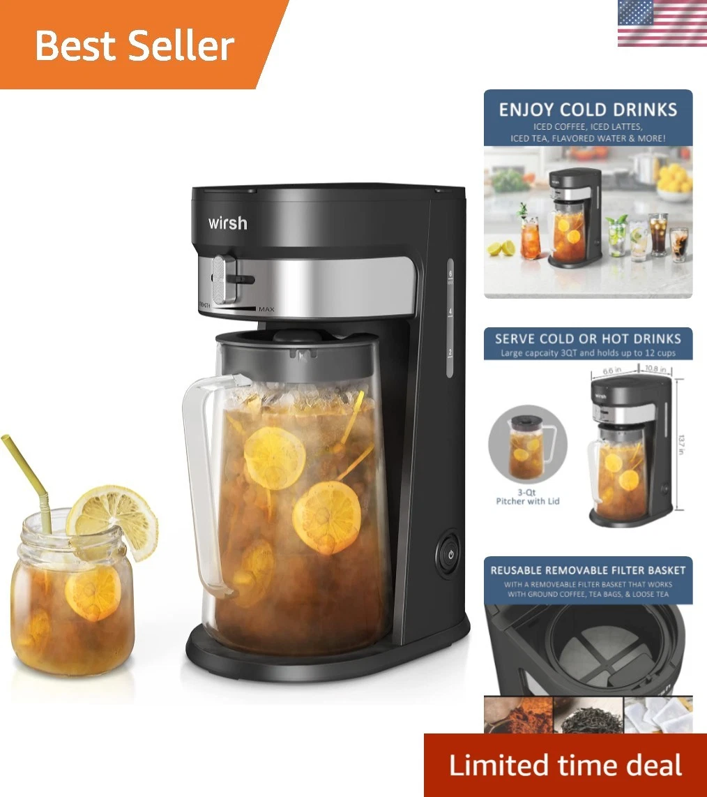 Iced Tea Maker with 3QT Pitcher, Iced Coffee Maker with Strength Control and ...