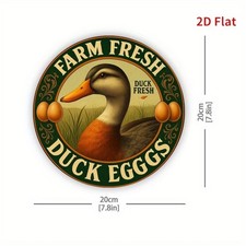 2D Flat, Vintage Farm Fresh Duck Eggs Tin Metal Signs Home D cor 8x8 Wall Art R