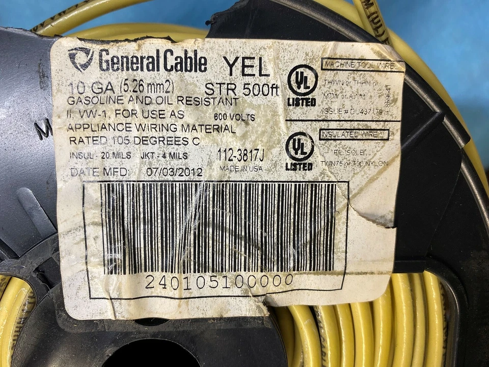 GENERAL CABLE 10 AWG WIRE M/N: E85964 19 STRAND COPPER 600V 500FT - Image 2 of 4