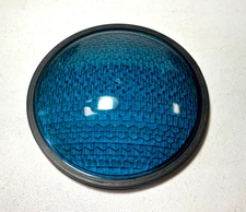 Vintage Blue Kopp Glass Traffic Signal Econolite Glass Lens Cover 8 3/8" #77