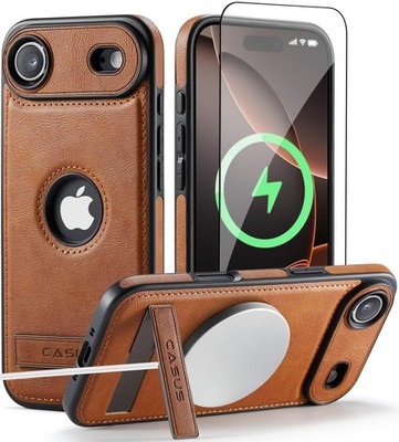Casus for iPhone Air Case Compatible with MagSafe Kickstand Vegan Leather Sli...