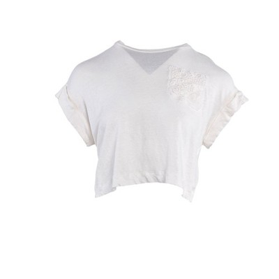 Sandro Damen T-Shirt Ecru Bestickt 100% Leinen Größe 36 FR 8 UK 4 UK T11741E