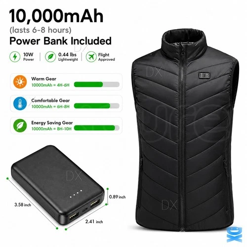 Heated Vest 9 Heating Zones With 10000mAh Battery Pack Electric Heating Vest US image 5