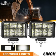 2pcs 6 Led Work Lights Flood Beam Tractor Truck Farm Construction Driving Lamp