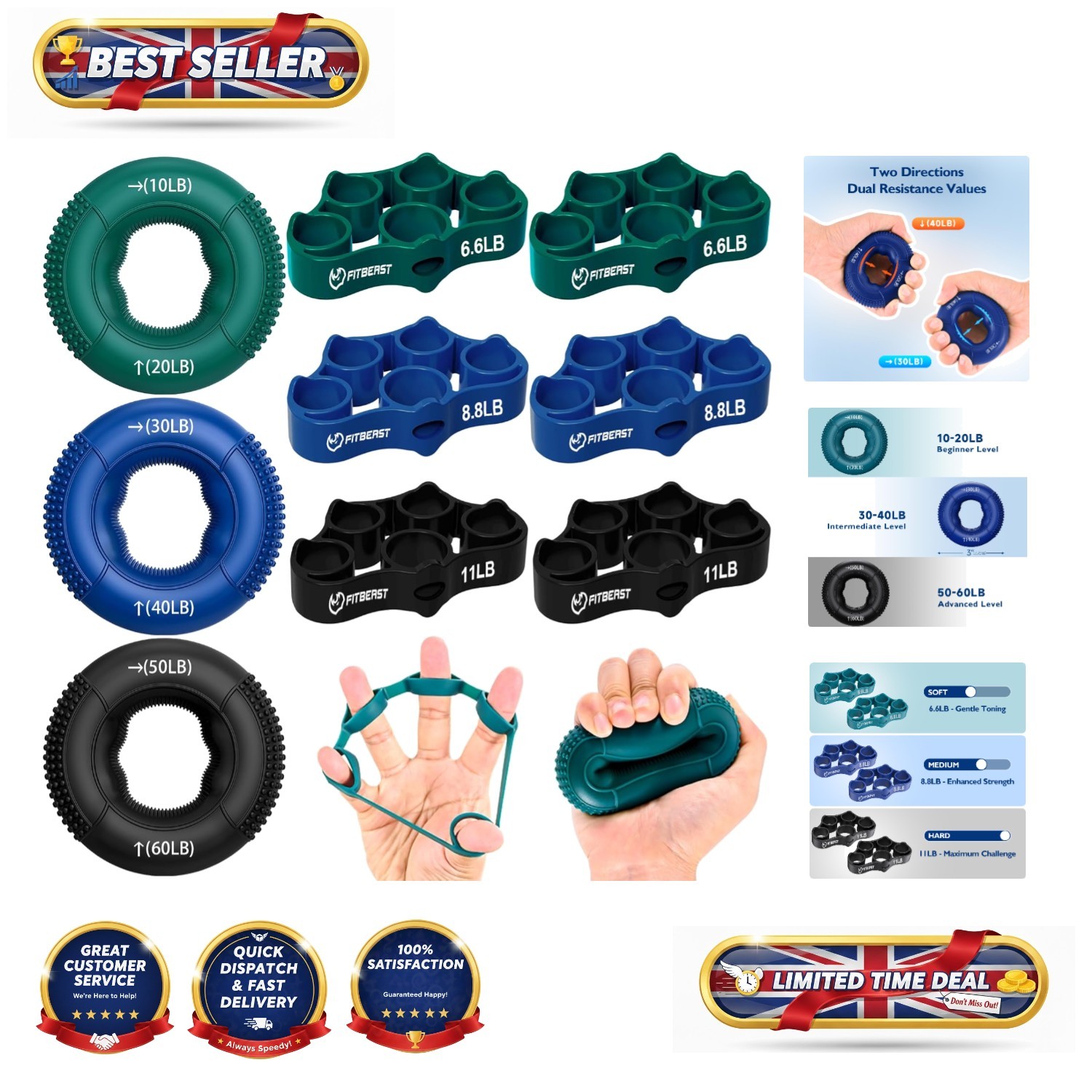 Portable Forearm Strengthener 9-Piece Set – Boost Grip Strength & Recovery