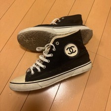 Chanel High Top Sneakers Black X White With Coco Mark Size 37 US About7 Women