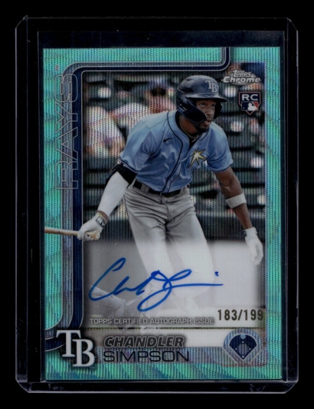 2025 Topps Chrome Baseball Chandler Simpson Rookie Aqua Wave Refractor Auto /199