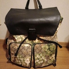 GUCCI GG Backpack Rucksack PVC Leather Black Brown Vintage from Japan Charm