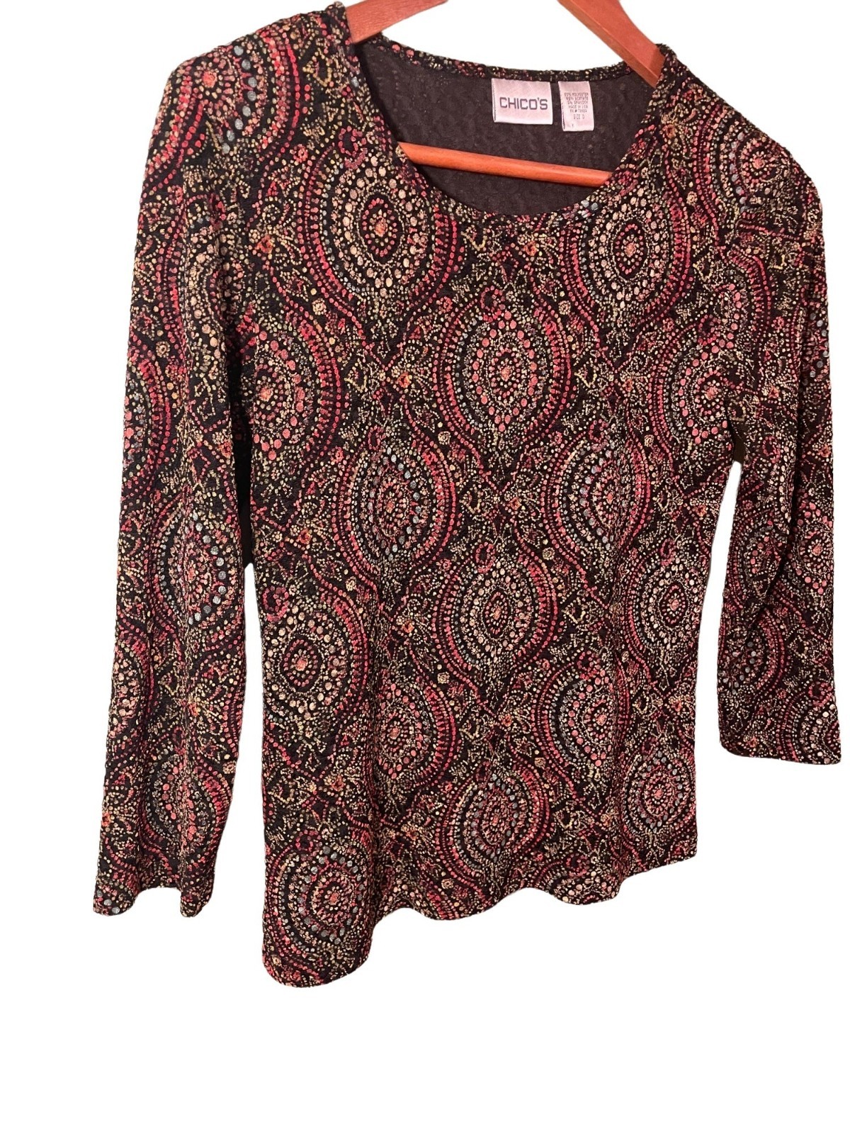 Chico's SZ 0 Patterned Multicolor Pullover Fitted… - image 3