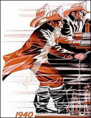 Vintage Firefighting fireman Tailboard ad 1940 Photograph Print 8.5x11''