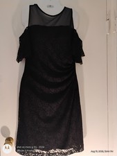 CHAPS Off-Shoulder Dress Lace Lined Mesh Upper 6 Inch Bk Zip 8