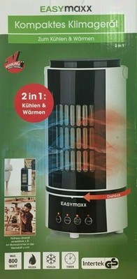 800W EASYmaxx Klimagerät 2 in 1 Kühlen & Heizen 4 Stufen schwarz mit Timer