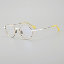 Fashion Women Oval Two-tone Gold White Frames Lightweight Small Faces Eyeglasses