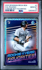 Graded 2022 Topps Bowman Mega Box Cal Raleigh #7 Chrome ROY Rookie Card PSA 10