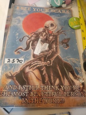 Nightmare Before Christmas Jack Skellington and Sally Tin  Sign Wall Decor8x12 